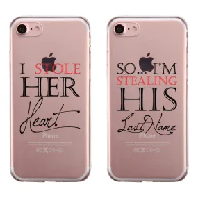 Stealing Last Name Couple Matching Phone Cases Charming Wedding