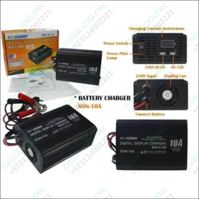 Suoer 10a 6v 12v Automatic Adaptive Digital Display Fast Battery Charger