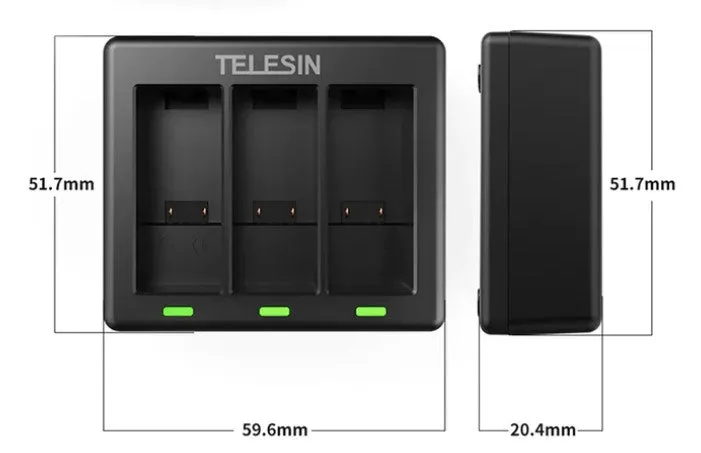 Telesin Batteries Charger with 3 Slots for Gopro Hero 9/10/11