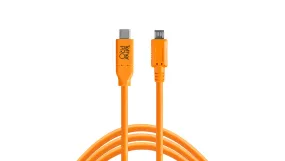 TetherPro USB-C to 2.0 Micro-B 5-Pin, 15ft (4.6m), High-Visibility Orange