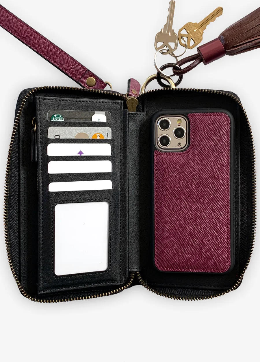 The Luxe Ultimate Wristlet Phone Case in Berry