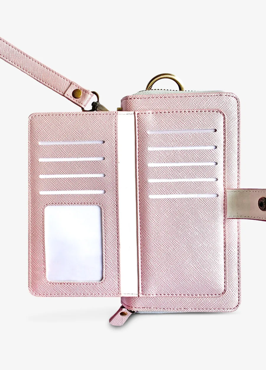 The Luxe Ultimate Wristlet Phone Case in Pearl Pink