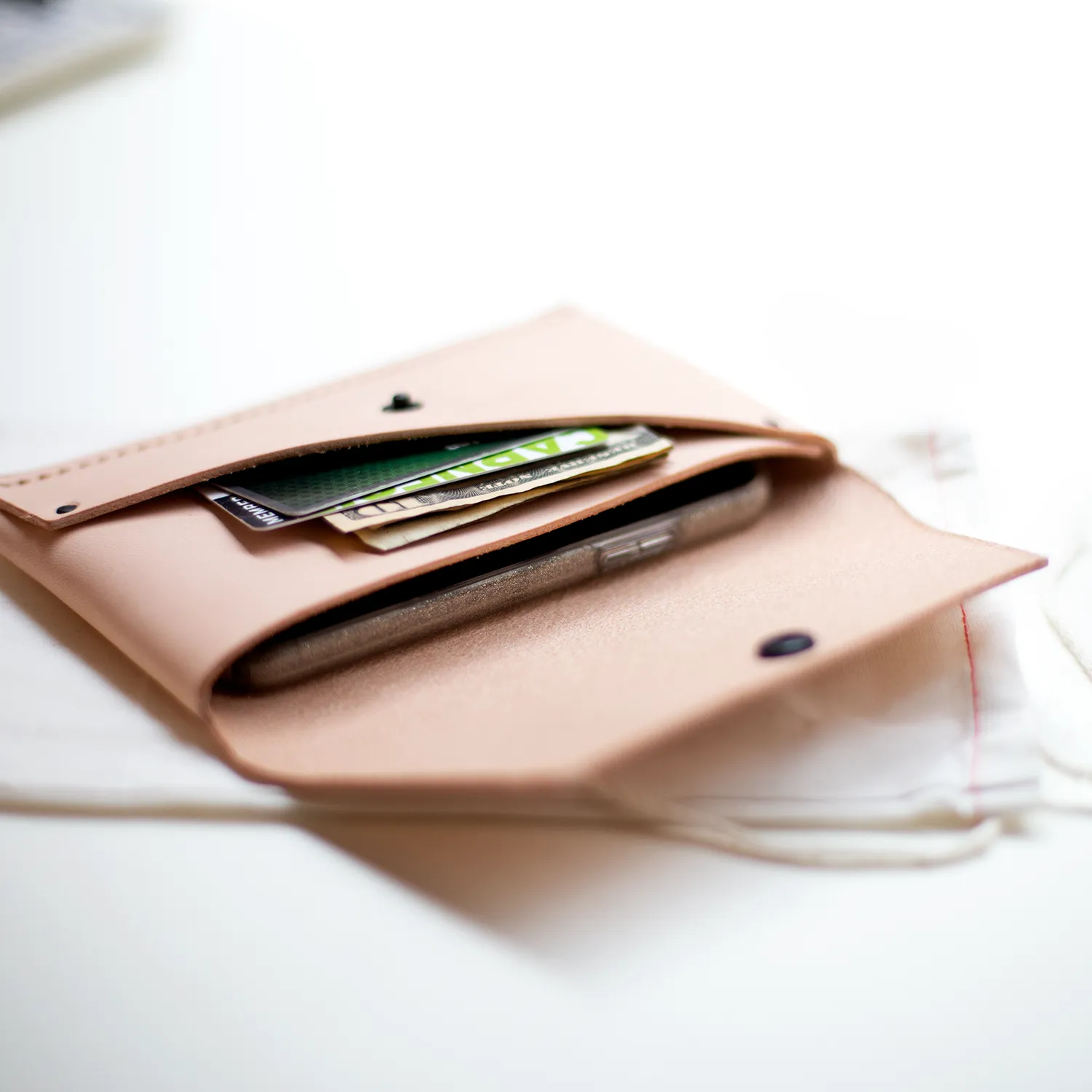 The Phone Wallet - Veg Tan leather