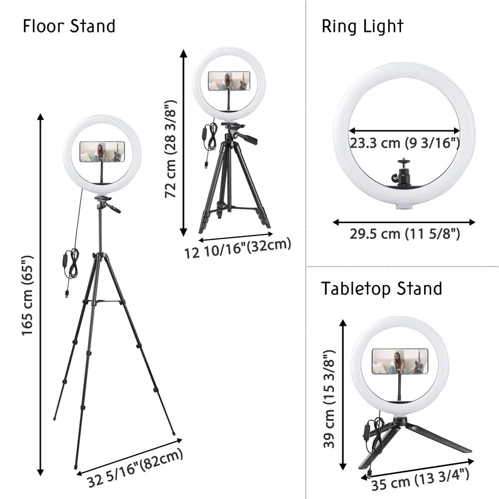 TheLAShop 12in Dimmable Ring Light & Tripod Stand & Camera Phone Mount