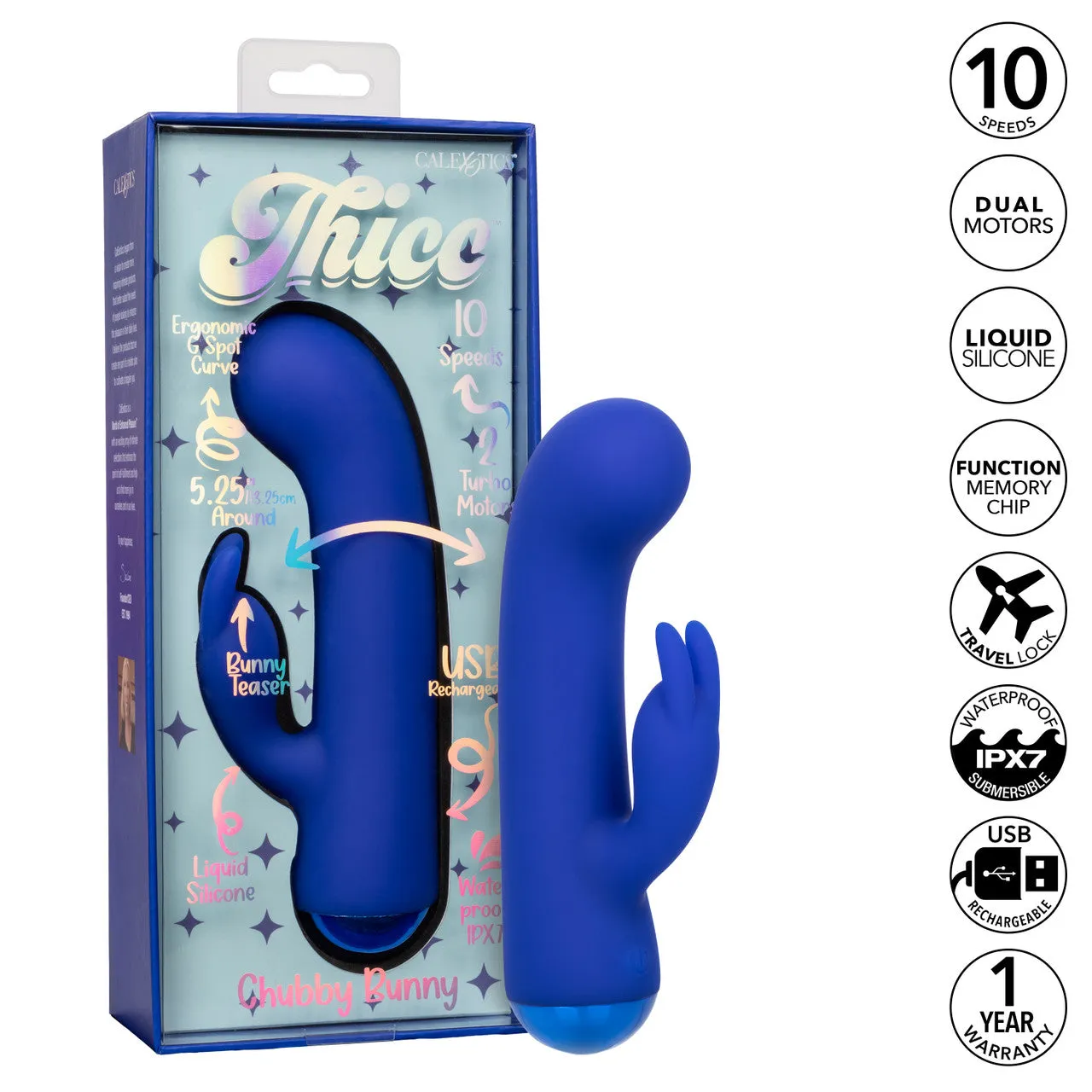 Thicc Blue Chubby Bunny Dual Motor Massager Vibrator