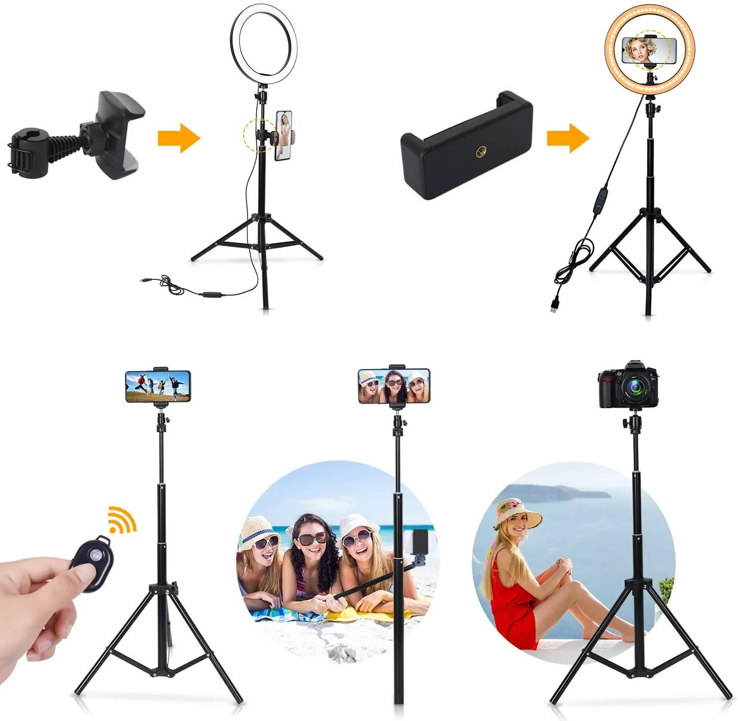 Tiktok | 10" Selfie Ring Lignt With Tripod & 3 Cell Phone Holders