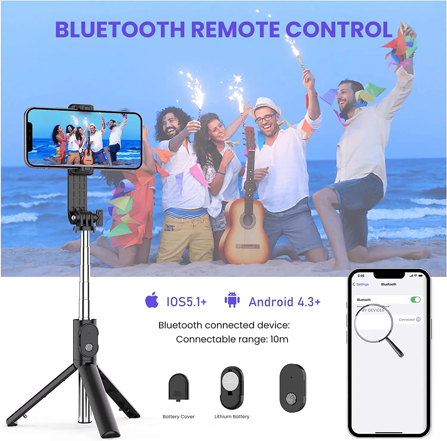 Tripod & Mini Live BroadCast Wireless Selfie Stick - P20S