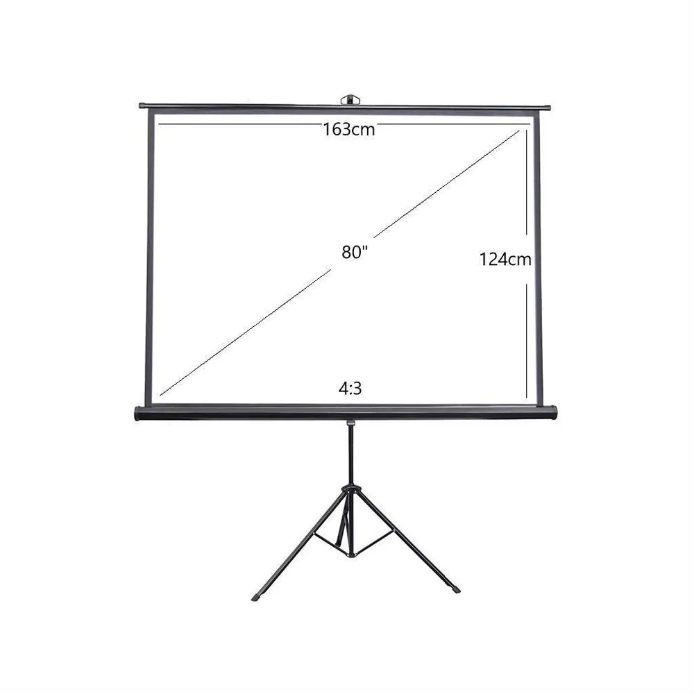 Tripod Portable Projector Screen, 60"/ 80"/ 100" for Floor