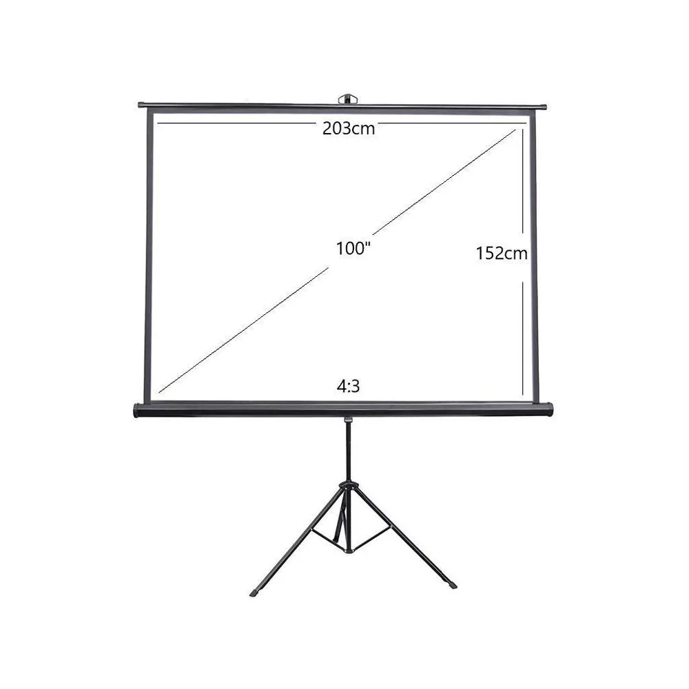 Tripod Portable Projector Screen, 60"/ 80"/ 100" for Floor