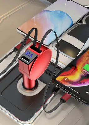 Two Wire Retractable 60 Fast Charging Car Charger