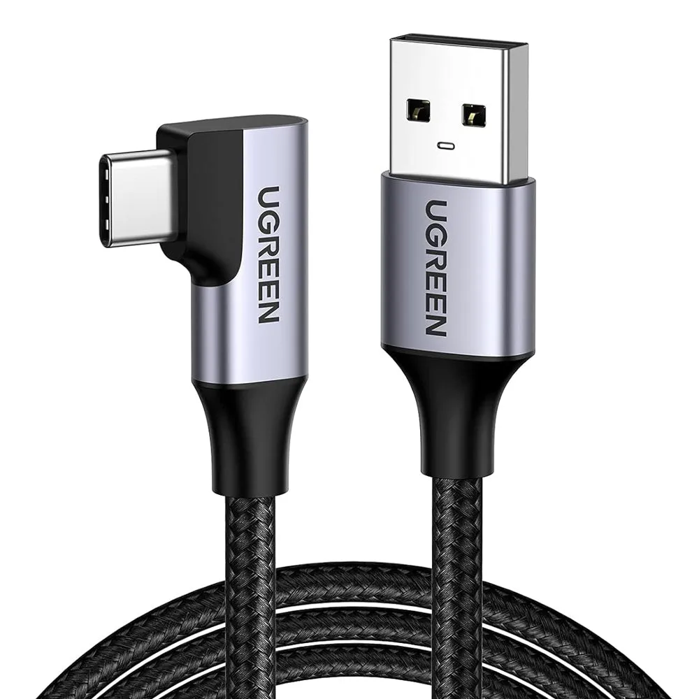 UGREEN 3A USB-C to USB-C (1m) 90° Angled Fast Charging & Data Sync Type C Charger Cable for Smartphones, Tablets, Cameras & Electronics Devices | US385