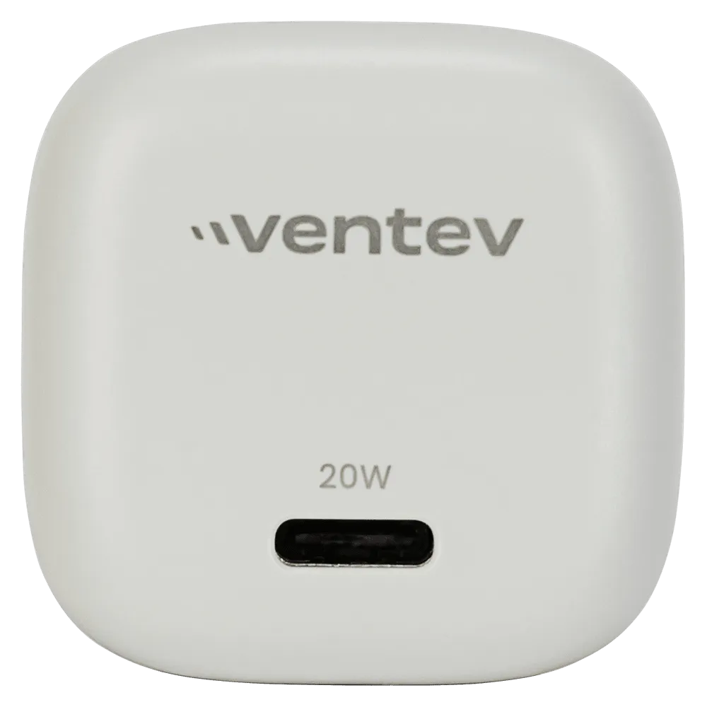 Ventev 20W PD USB C Mini Wall Charger and USB C to Apple Lightning Cable 3.3ft White by Ventev