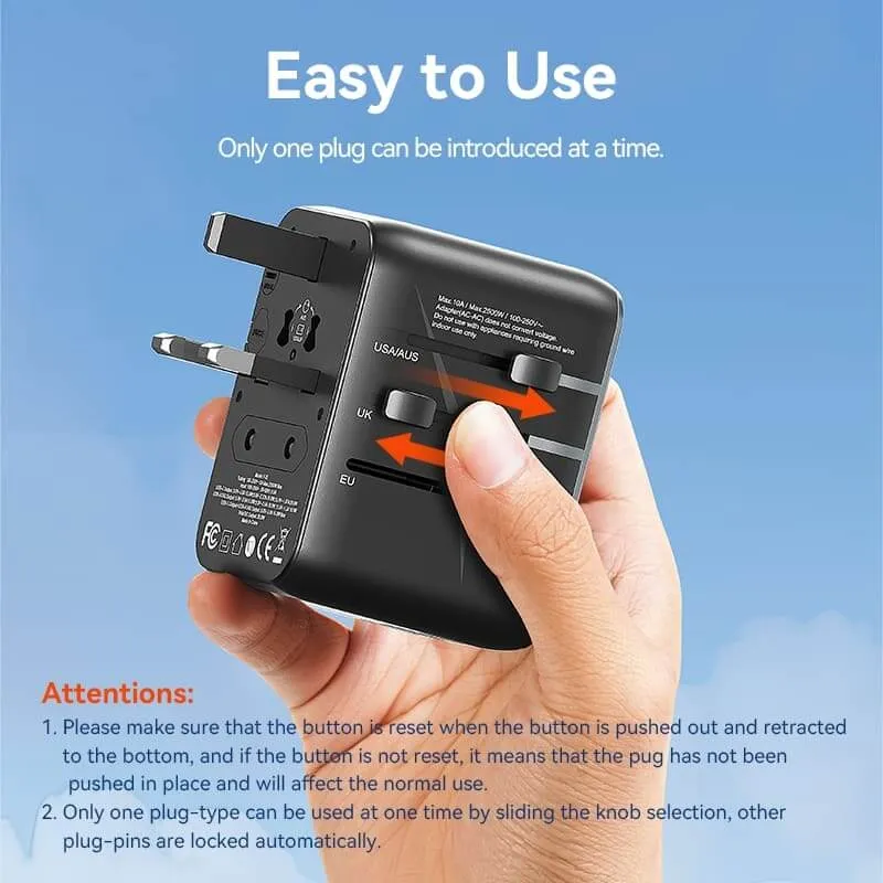 Vention 3-Port USB  Universal Travel Adapter