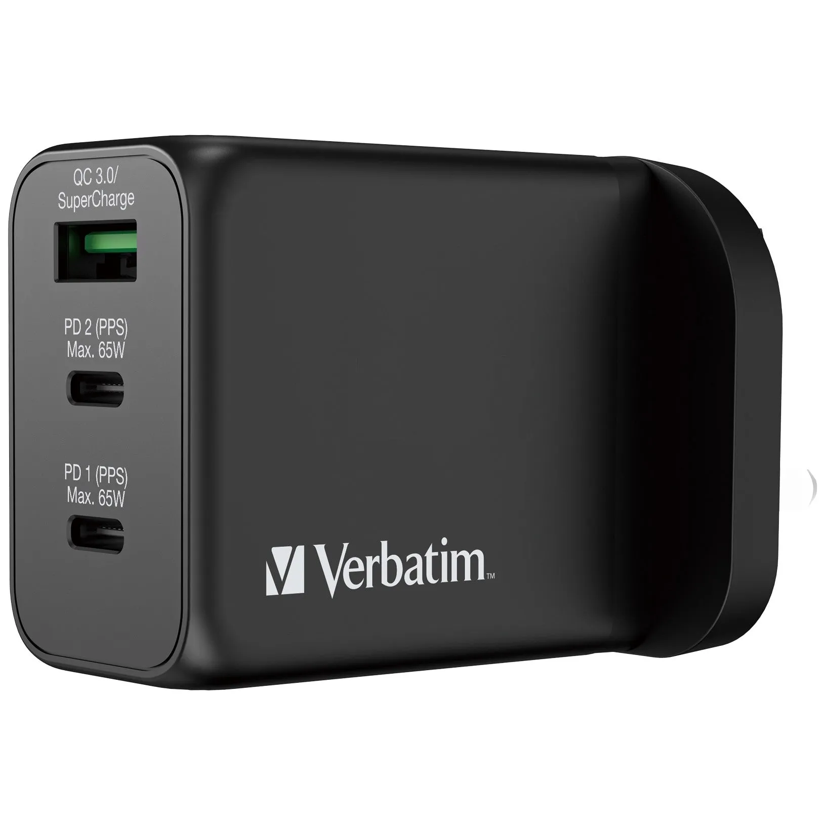 Verbatim 3 Port 65W PD 3.0 & QC 3.0 GaN Charger