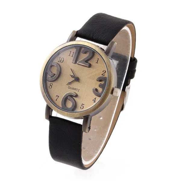 Vintage Quartz Watch New Bronze Imitation Leather Strap Casual Watches Top Quality Ladies Analog Wristwatch