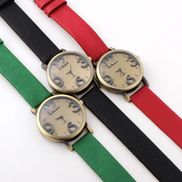 Vintage Quartz Watch New Bronze Imitation Leather Strap Casual Watches Top Quality Ladies Analog Wristwatch