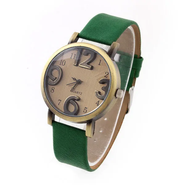 Vintage Quartz Watch New Bronze Imitation Leather Strap Casual Watches Top Quality Ladies Analog Wristwatch