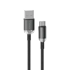 Vyvylabs Crystal Series Fast Charging Data Cable USB to Type-C 3A 1M - Black