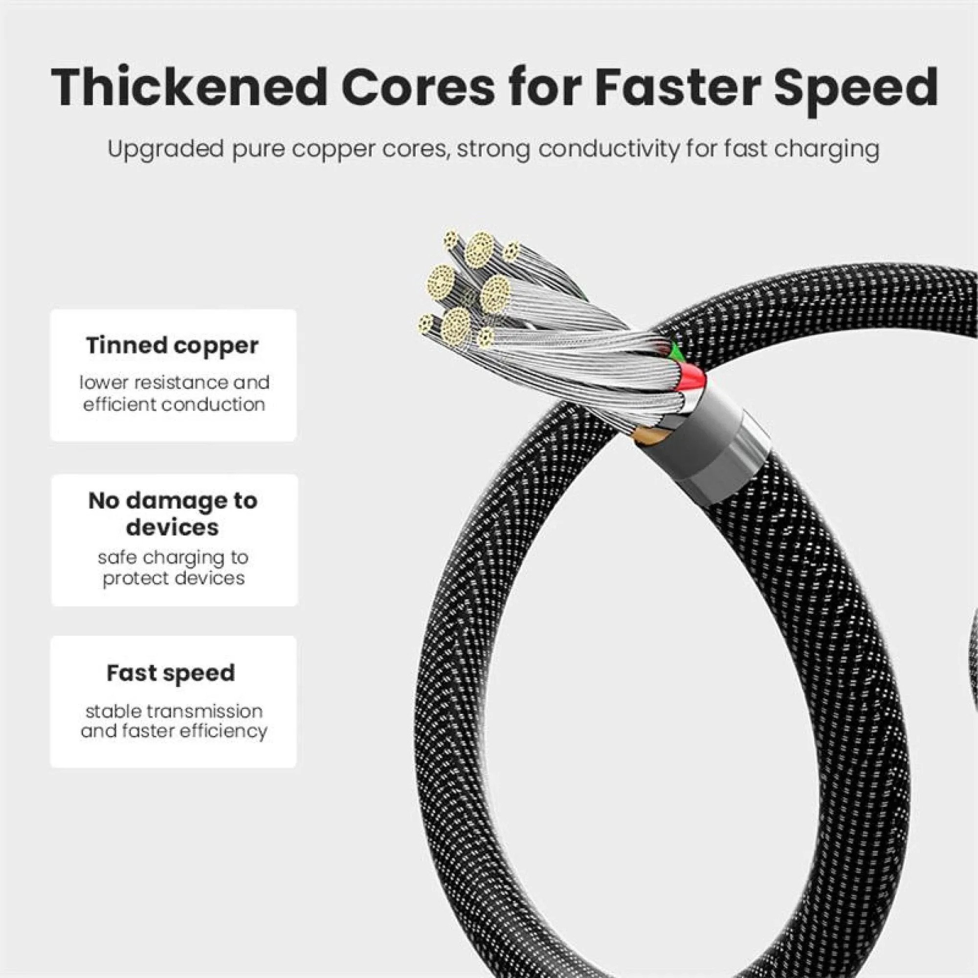 Vyvylabs Crystal Series Fast Charging Data Cable USB to Type-C 3A 1M - Black