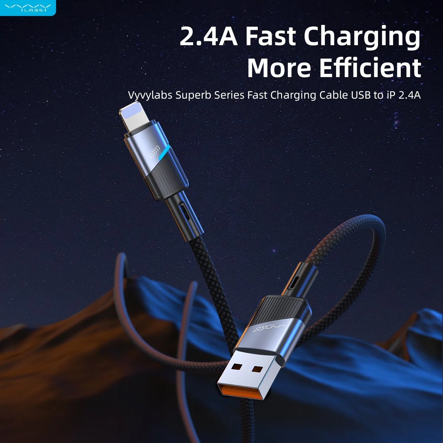 Vyvylabs Superb Series Fast Charging Cable USB to Lightning 2.4A 1M