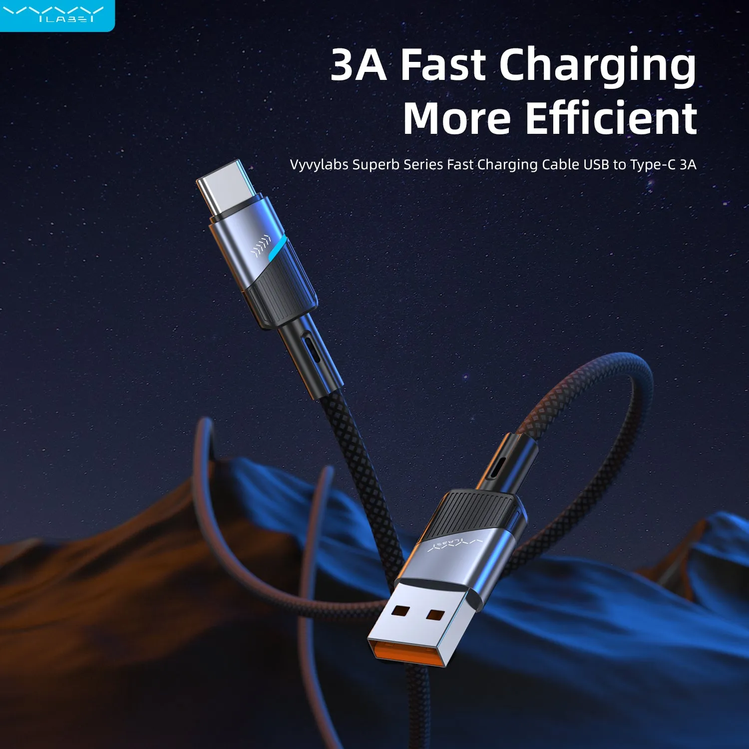 Vyvylabs Superb Series Fast Charging Cable USB to Type-C 3A 1M