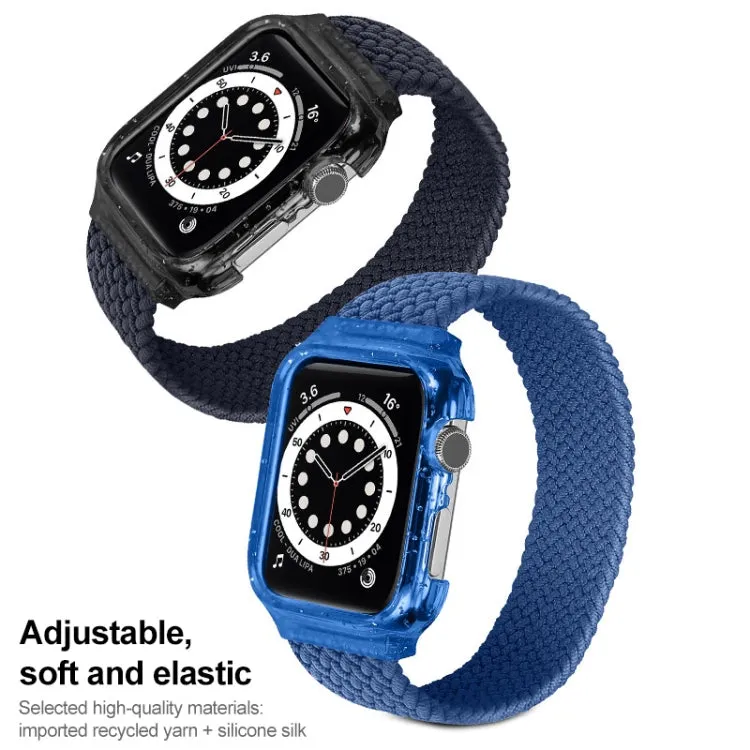 Weave Wrist Strap Watch Bands with Frame For Apple Watch Series 9&8&7 41mm / SE 3&SE 2&6&SE&5&4 40mm / 3&2&1 38mm, Length:145mm(Cold Sea Blue)