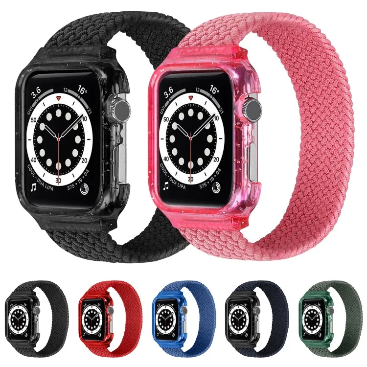 Weave Wrist Strap Watch Bands with Frame For Apple Watch Series 9&8&7 41mm / SE 3&SE 2&6&SE&5&4 40mm / 3&2&1 38mm, Length:145mm(Cold Sea Blue)