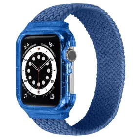 Weave Wrist Strap Watch Bands with Frame For Apple Watch Series 9&8&7 41mm / SE 3&SE 2&6&SE&5&4 40mm / 3&2&1 38mm, Length:145mm(Cold Sea Blue)