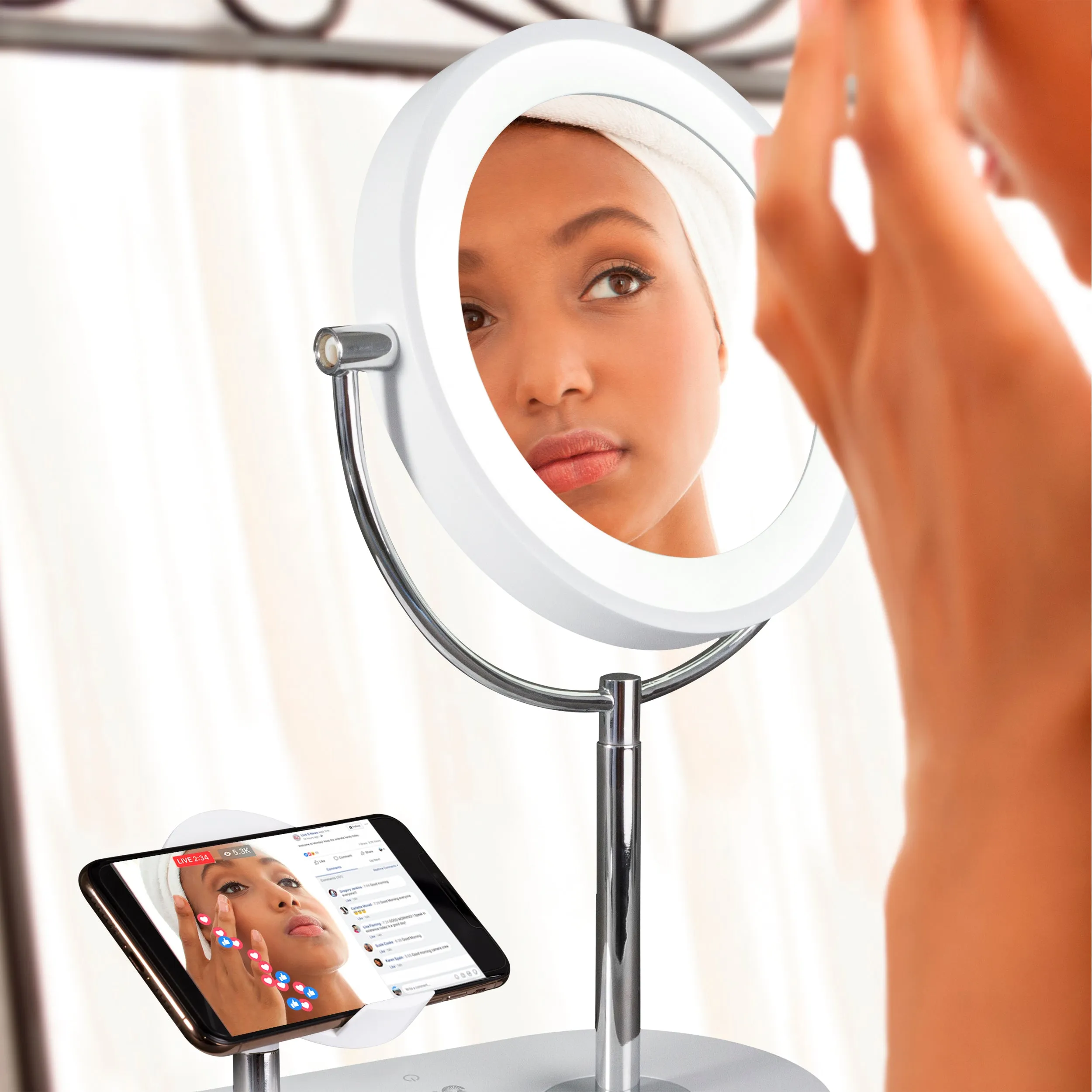 Wireless Charging LED Makeup Mirror